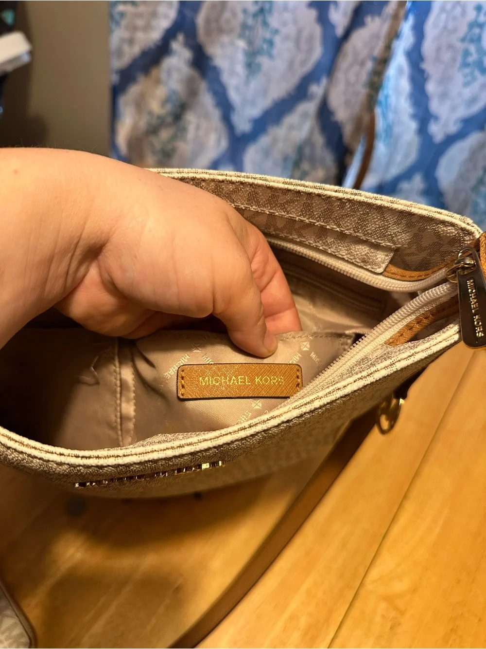 Michael Kors Beige Logo Crossbody Bag with Matching Wallet